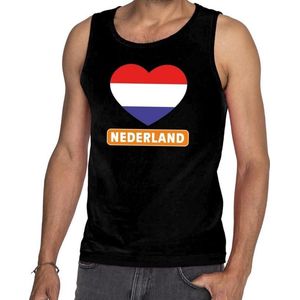 Zwart Nederland hart tanktop heren