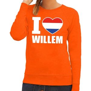 Oranje I love Willem sweater / trui dames - Oranje Koningsdag/ supporter kleding