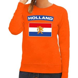 Oranje Holland vlag sweater / trui dames - Oranje Koningsdag/ supporter kleding