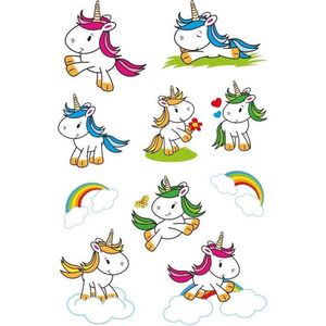 60x Eenhoorn fantasy dieren stickers met glitters - kinderstickers - stickervellen - knutselspullen