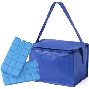 Kleine mini koeltas blauw 6 blikjes inclusief 2 koelelementen - Compacte koelboxen/koeltassen en elementen
