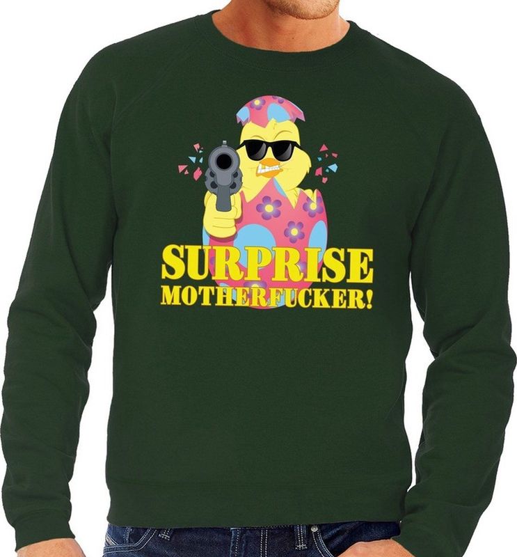 Foute Paas sweater groen surprise motherfucker voor heren - Pasen trui