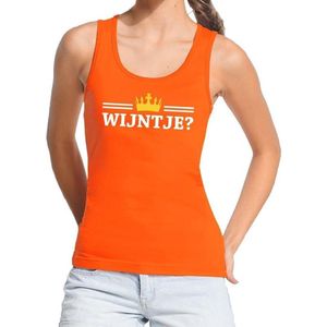 Oranje Wijntje met kroontje tanktop / mouwloos shirt dames - Oranje Koningsdag kleding L