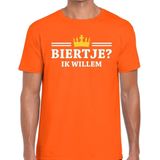 Bellatio Decorations Koningsdag t-shirt voor heren - biertje ik willem - oranje - feestkleding