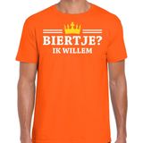 Bellatio Decorations Koningsdag t-shirt voor heren - biertje ik willem - oranje - feestkleding