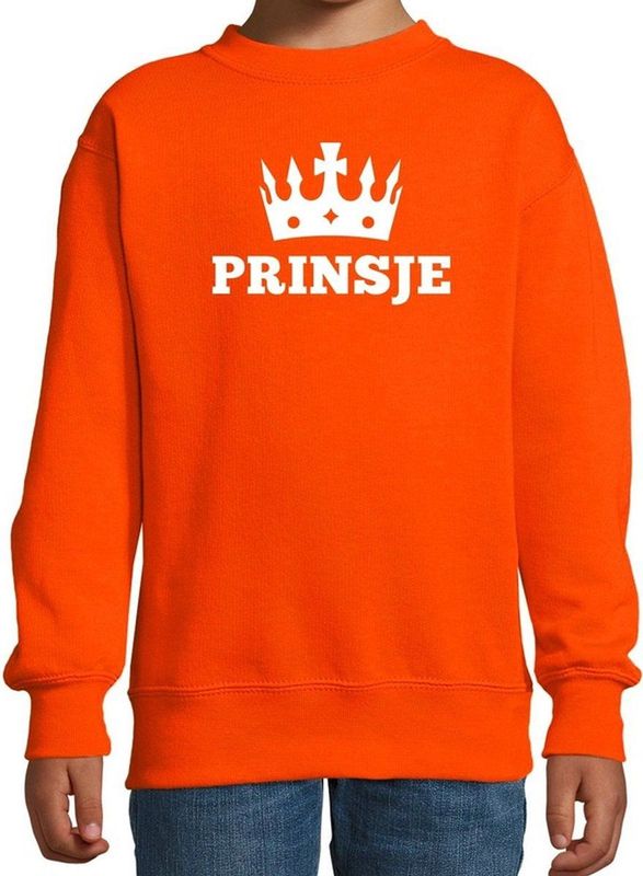 Oranje Prinsje met kroon sweater jongens - Oranje Koningsdag kleding
