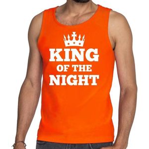 Oranje King of the night tanktop / mouwloos shirt heren - Oranje Koningsdag kleding S