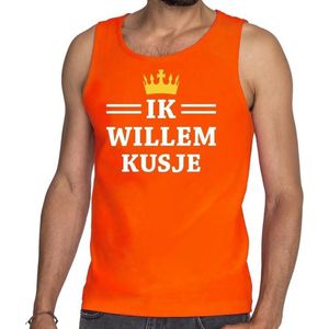 Oranje Ik Willem kusje tanktop / mouwloos shirt heren - Oranje Koningsdag kleding S