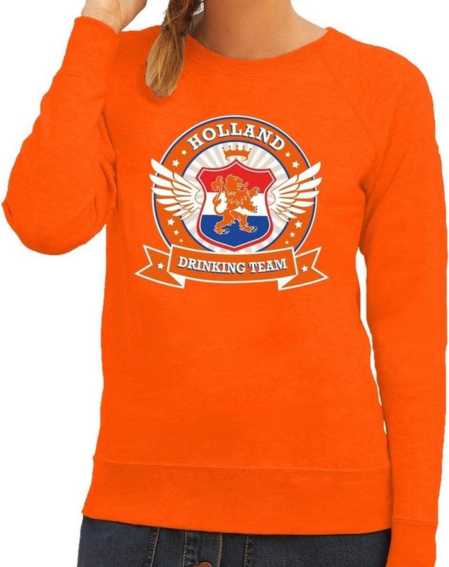 Holland drinking team sweater / sweater oranje dames - Koningsdag / supporters kleding