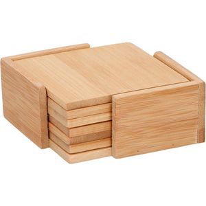 Bamboe houten glasonderzetters / onderzetters - 7-delig - onderleggers voor glazen