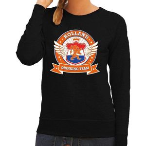 Holland drinking team sweater / sweater zwart dames - Koningsdag / supporters kleding