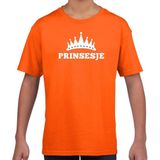 Oranje Prinsesje met kroon t-shirt meisjes - Oranje Koningsdag kleding 122 128