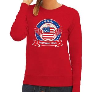 Rood USA drinking team sweater rood dames - USA kleding