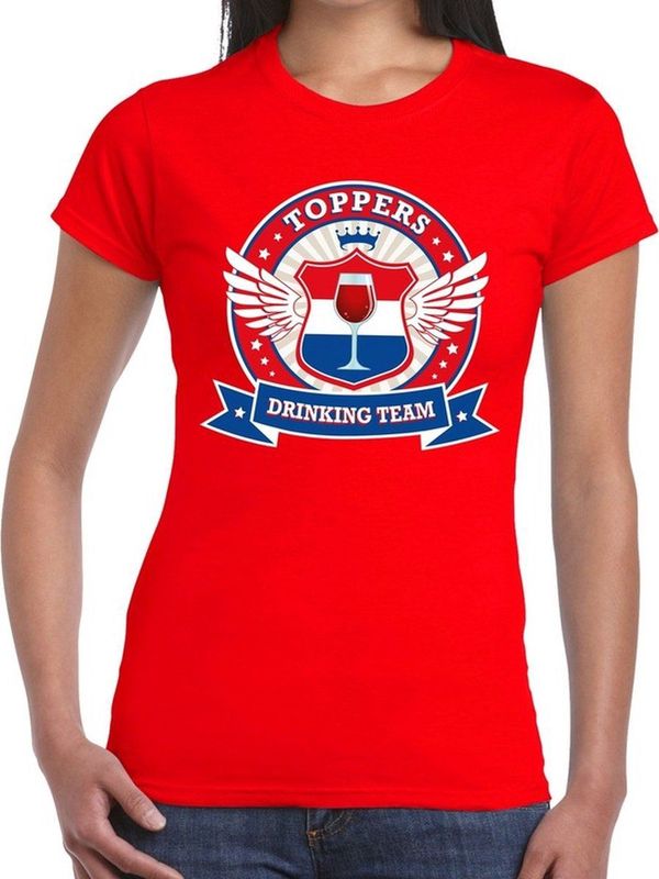 Rood Toppers drinking team t-shirt rood dames - Toppers 2019 kleding