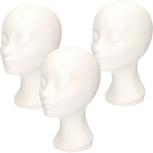 Piepschuim Paspop/Pruiken Display Hoofden 30 cm 3 Stuks - Etalage/Winkel Materiaal