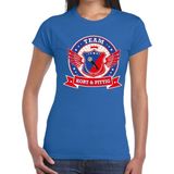 Blauw Kort en Pittig team t-shirt t-shirt blauw dames
