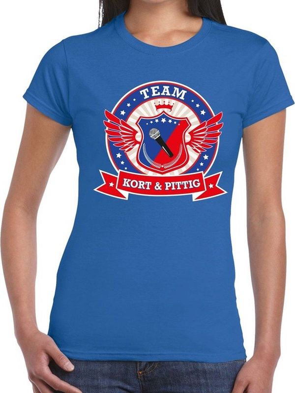 Blauw Kort en Pittig team t-shirt t-shirt blauw dames