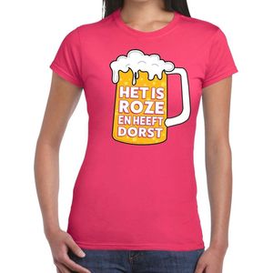 Het is roze en heeft dorst t-shirt dames - teks shirt Het is roze en heeft dorst voor dames
