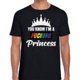 Zwart You know i am a fucking princess t-shirt heren - gay pride