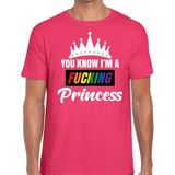 Roze You know i am a fucking Princess t-shirt heren - gay pride