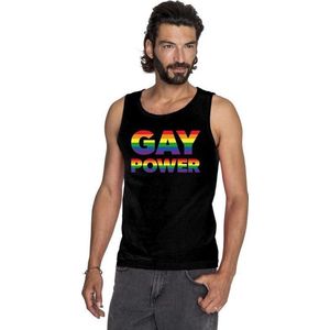 Zwart Gay Power tanktop / mouwloos shirt heren - regenboog gay pride S
