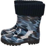 Blauwe kleuter/kinder regenlaarzen camouflage/leger print met voering - Rubberen laarzen/regenlaarsjes voor kinderen