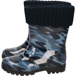 Blauwe kleuter/kinder regenlaarzen camouflage/leger print - Regenlaarzen