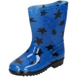 Blauwe peuter/kinder regenlaarzen blauw met zwarte sterretjes - Rubberen laarzen/regenlaarsjes voor kinderen