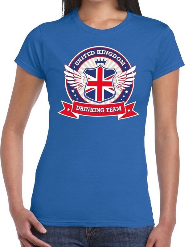 Blauw United Kingdom drinking team t-shirt t-shirt blauw dames - Engeland kleding