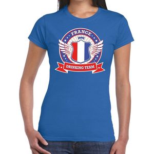Blauw France drinking team t-shirt t-shirt blauw dames - Frankrijk kleding