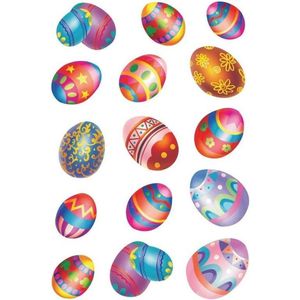 30x Gekleurde paaseieren stickers met glitters - Stickers