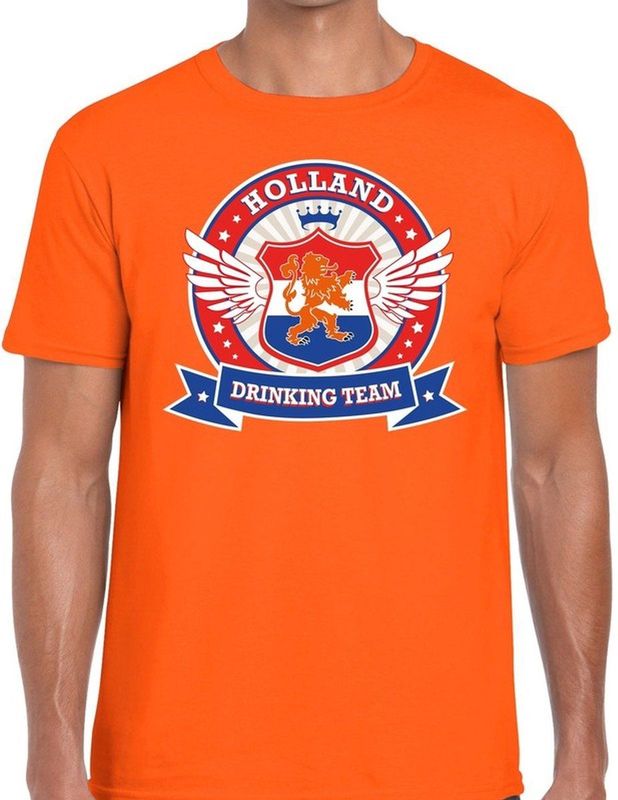 Oranje Holland drinking team t-shirt t-shirt rwb heren - Nederland supporter kleding