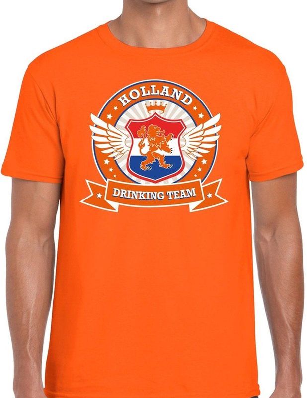 Oranje Holland drinking team t-shirt t-shirt oranje heren - Nederland supporter kleding