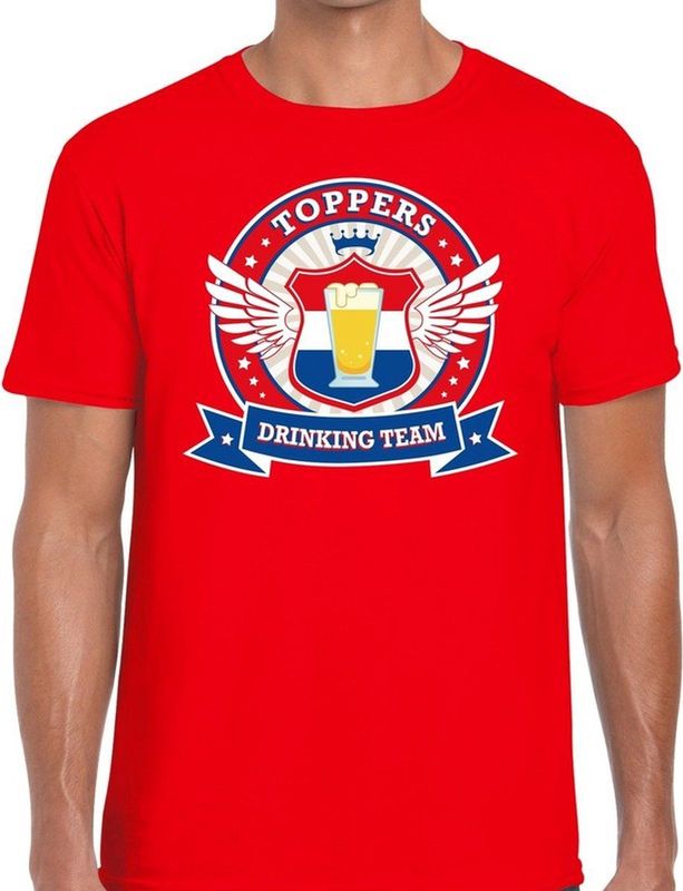 Rood Toppers drinking team t-shirt shirt rood Toppers team heren