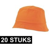 20x Oranje vissershoedjes/zonnehoedjes 57-58 cm - Oranje zomerhoeden voor volwassenen