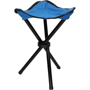Blauwe opvouwbare campingkruk/visserskruk - 38 cm - kampeerspullen - camping benodigdheden