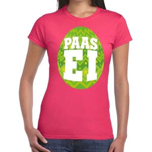 Pasen shirt roze met groen paasei voor dames