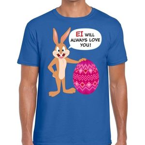 Paas t-shirt Ei will always love you blauw voor heren