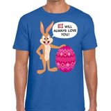 Paas t-shirt Ei will always love you blauw voor heren