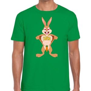 Paas t-shirt verliefde paashaas groen voor heren