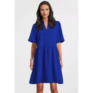 Imagine - Jurk - Blauw - V-hals - Korte Mouwen - Textuur