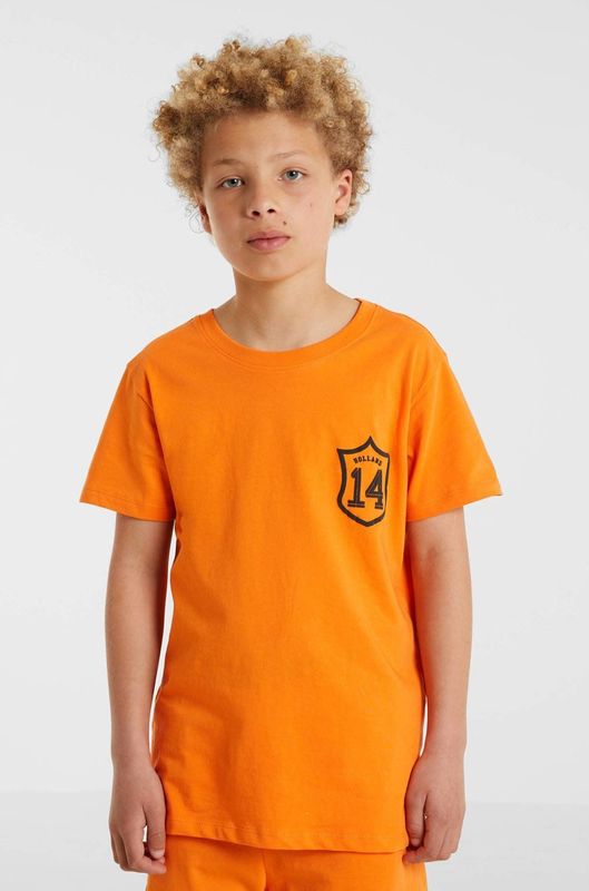 anytime - T-shirt - Oranje - Met Printopdruk