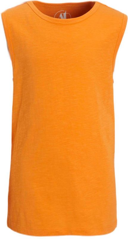 anytime singlet met printopdruk op de achterkant oranje