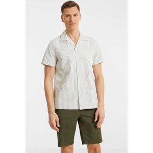 Anytime - Seersucker Overhemd - Groen/Wit - Katoen - Regular Fit