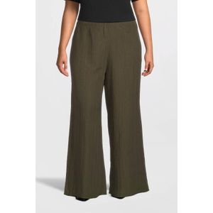 Great Looks - Wide Leg Broek - Khaki - High Waist - Crinkle Polyester