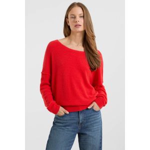 Anytime - Gebreide Trui - Rood - Dames - Boothals - Lange Mouwen