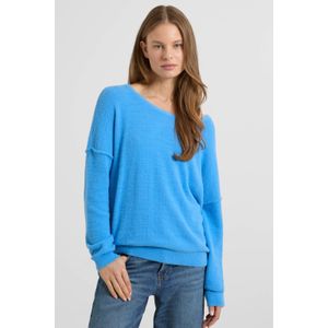 Anytime - Gebreide Trui - Blauw - Boothals - Lange Mouwen