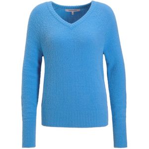 Anytime - Gebreide Trui - Blauw - V-hals - Lange Mouwen