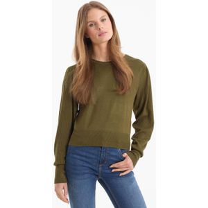 anytime - Gebreide Trui - Olijfgroen - Met Schulprand