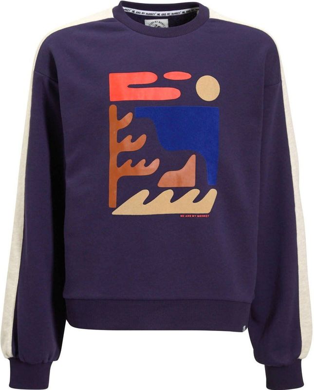 Me & My Monkey - Rinske - Sweater - Donkerblauw - Met Printopdruk